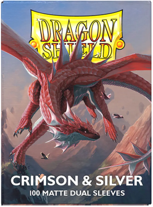 Dragon Shield - 63mm X 88mm - Standard Dual Matte - Crimson & Silver 100 ct.