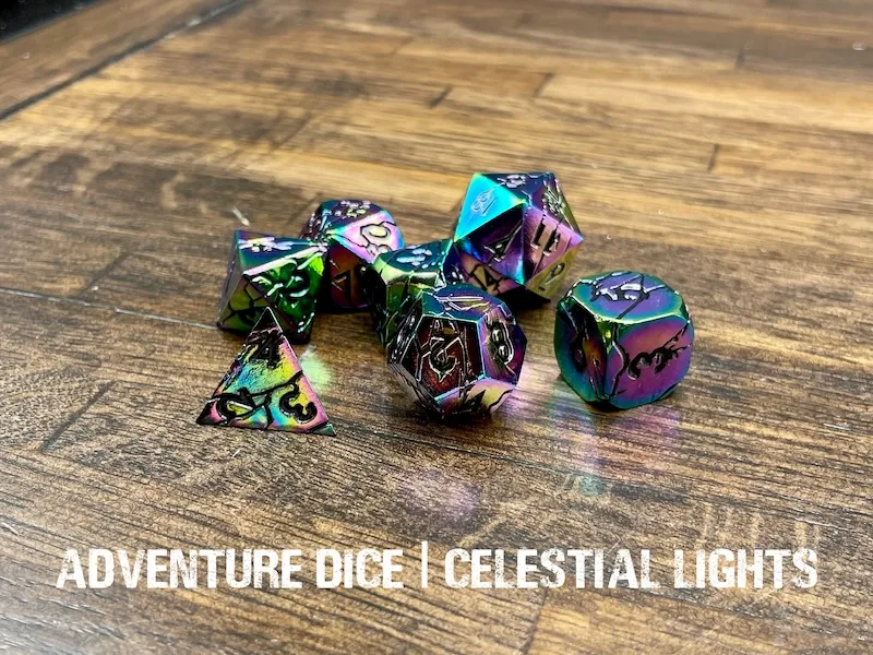 Metal RPG Dice Set - Celestial Lights