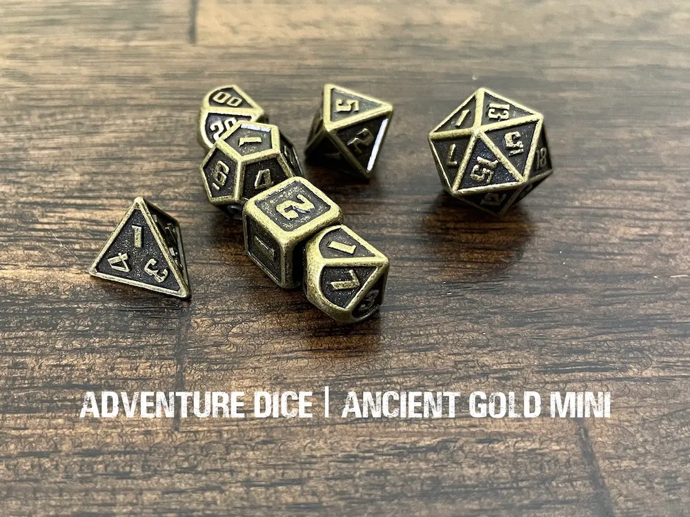 Mini Metal RPG Dice Set - Ancient Gold