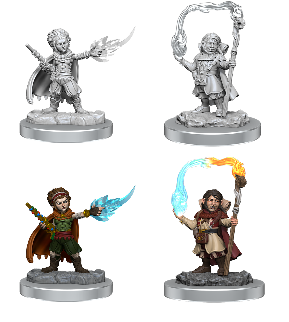 D&D Unpainted Minis - Halfling Wizards (Male/Female)