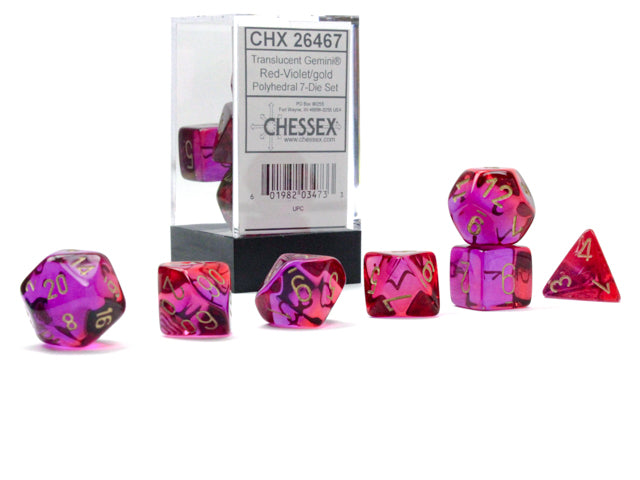 CHX 26467 Gemini 7-Die Set Poly Translucent Red-Violet w/Gold