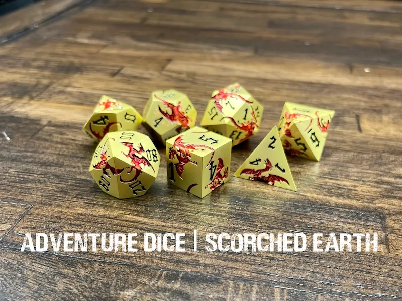 Metal RPG Dice Set - Scorched Earth