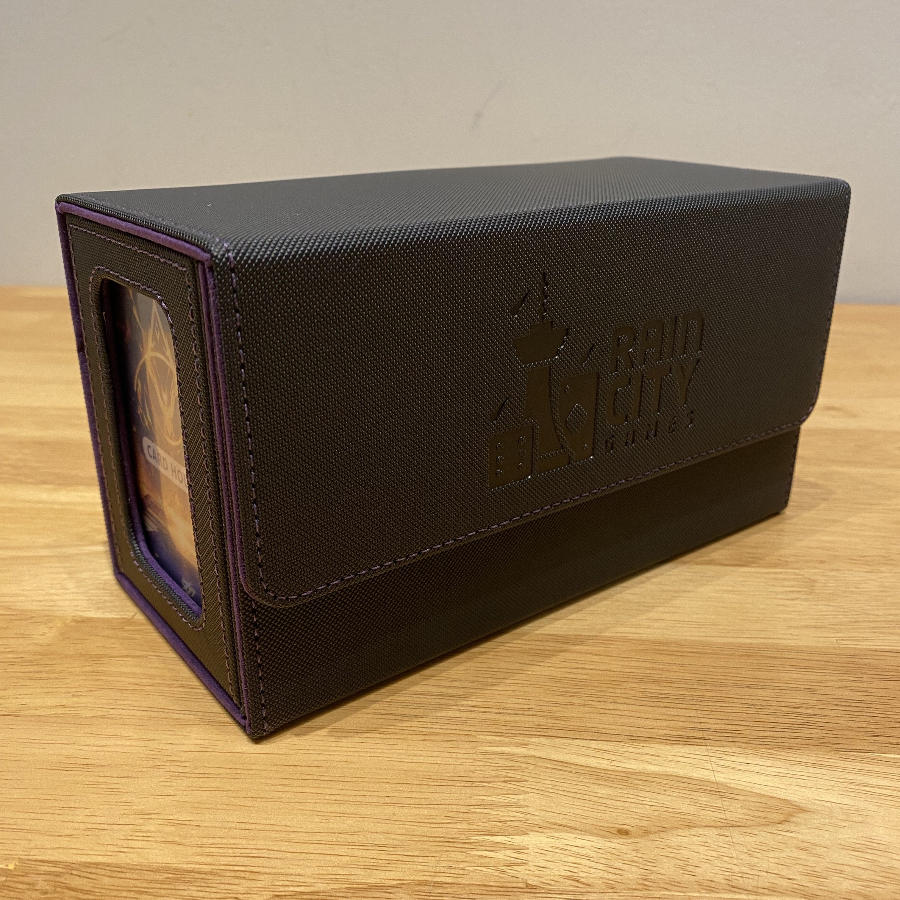 Rain City Games Logo Deck Box - Dual Deck with Window (Black/Purple)