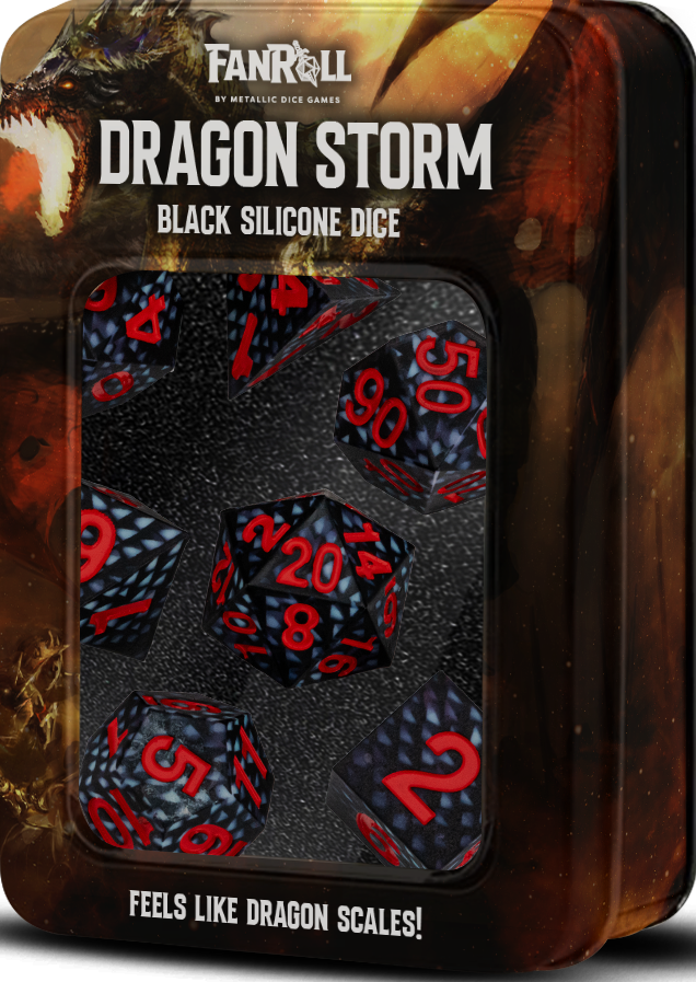 Silicone Dice Set - Dragon Storm - Black Scales