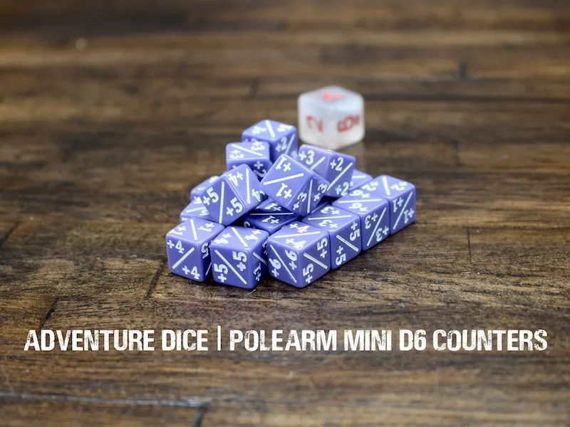 +1/+1 Mini Counter Dice - Polearm - Purple w/ White