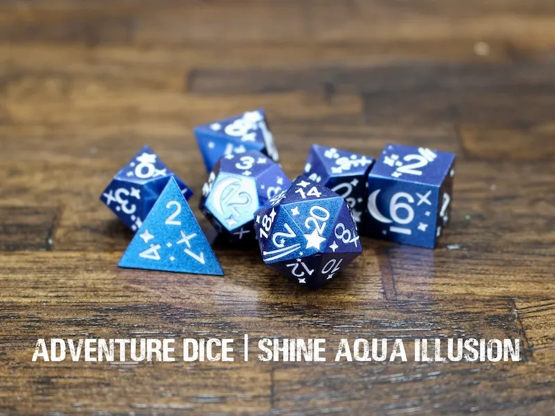 Metal RPG Dice Set - Shine Aqua Illusion