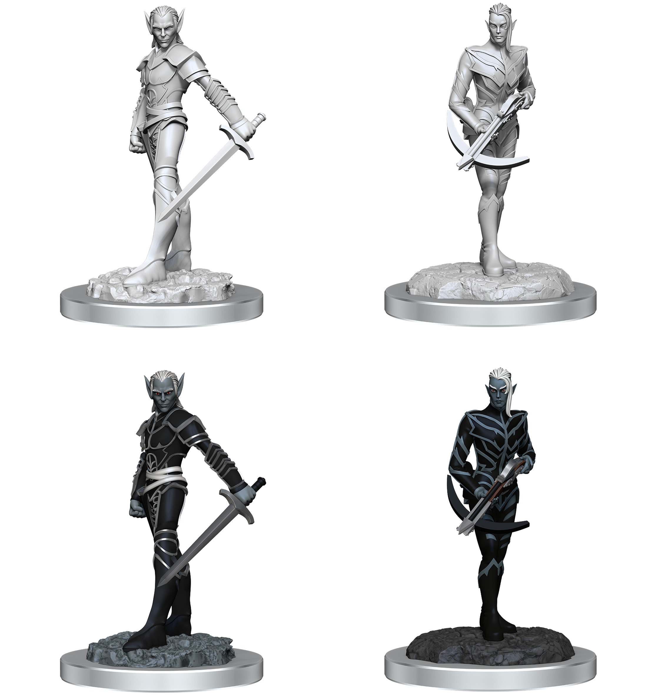 D&D Unpainted Minis - Drow Fighters (Male)