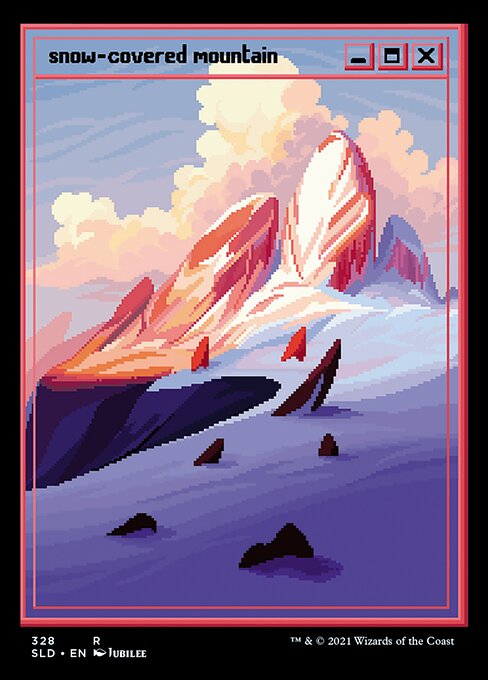 Snow-Covered Mountain - Pixel Art (329) - Foil Etched