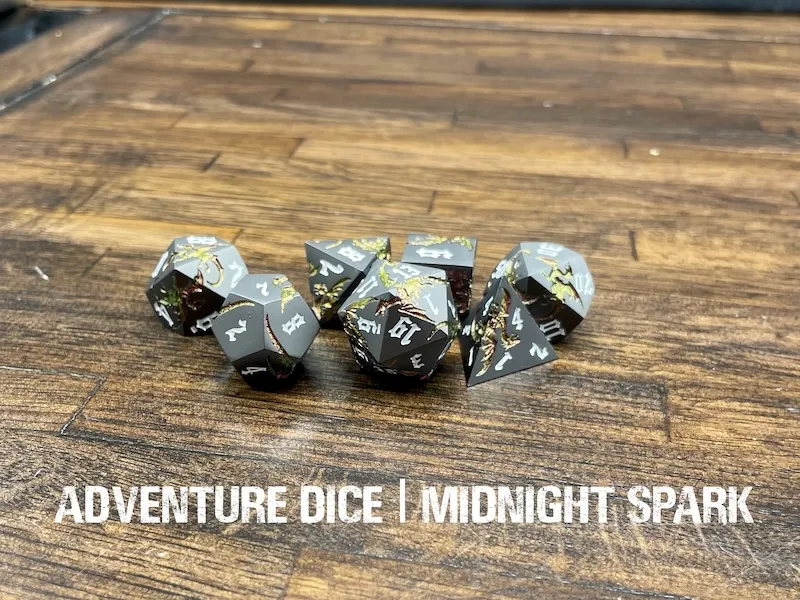 Metal RPG Dice Set - Midnight Spark
