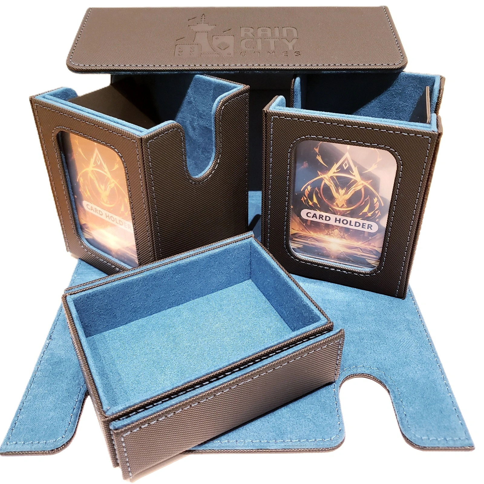 Rain City Games Logo Deck Box - Dual Deck with Window (Black/Purple)