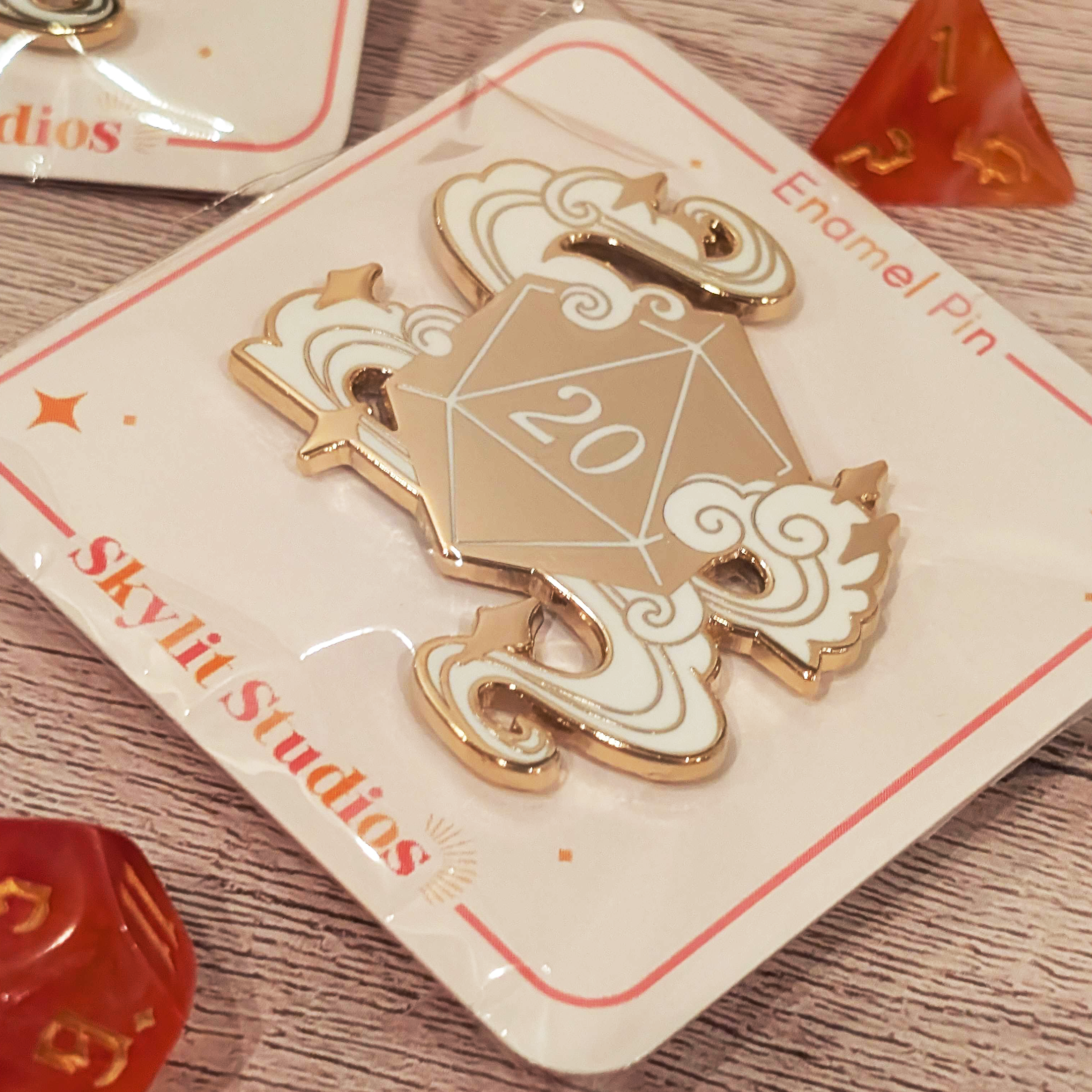 D20 Enamel Pin